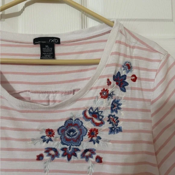 RXB Pink and White Striped Floral Top - Picture 5 of 9